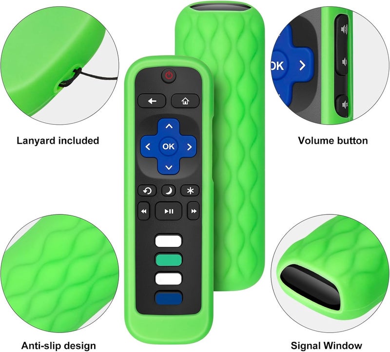 Acoyer (Pack of 2) Remote Cover Case for Roku TV Remote Control/Silicone Protective Sleeve Skin - Glow in The Dark (Green/Blue) - Image 4